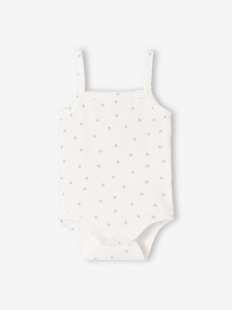 Pack of 3 girls' organic cotton bodysuit with braces ecru 
