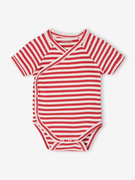 Pack of 3 organic cotton baby boy bodysuits red 