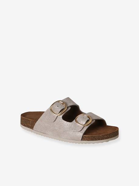 Leather buckle sandals gold 
