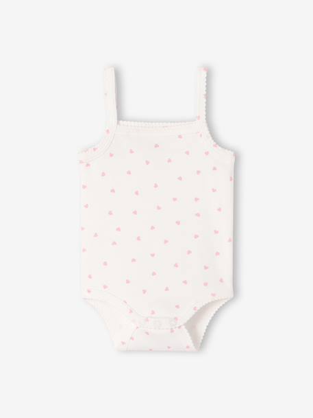 Pack of 3 girls' organic cotton bodysuit with braces ecru 