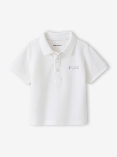 Short-sleeved customisable baby polo shirt white 