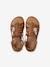 Girls' leather gladiator sandals with buckles camel 