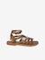 Leather gladiator sandals with buckles for girls camel 