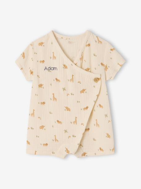 Customisable organic cotton playsuit ecru 