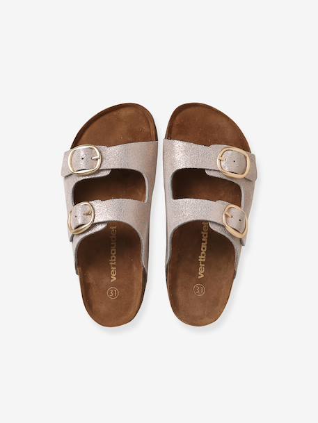 Leather buckle sandals gold 