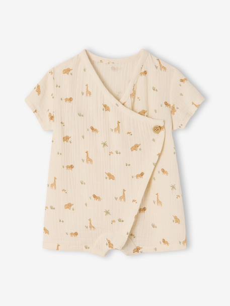 Customisable organic cotton playsuit ecru 