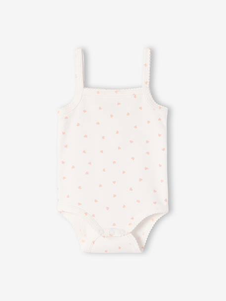 Pack of 3 girls' organic cotton bodysuit with braces ecru 