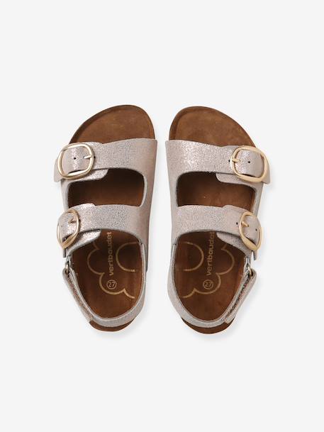 Leather buckle sandals gold 