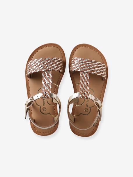 Leather Sandals for Girls, Designed for Autonomy 6467+brown+printed brown+turquoise 