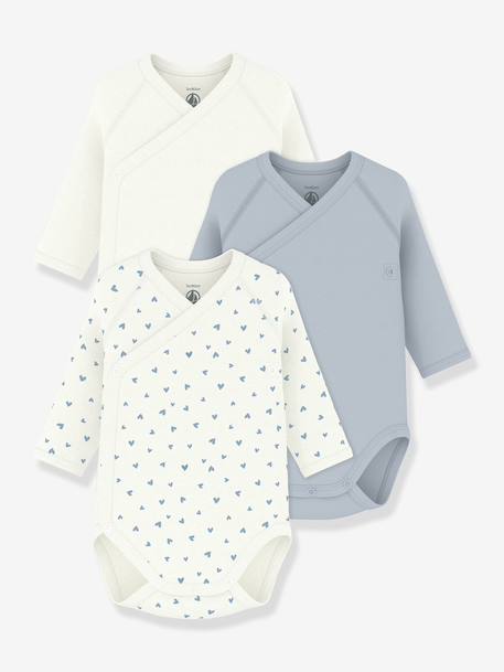 Pack of 3 PETIT BATEAU wrap bodysuits white 