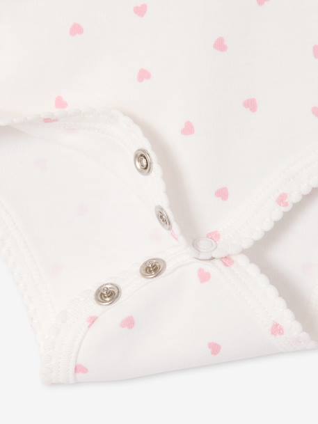 Pack of 3 girls' organic cotton bodysuit with braces ecru 