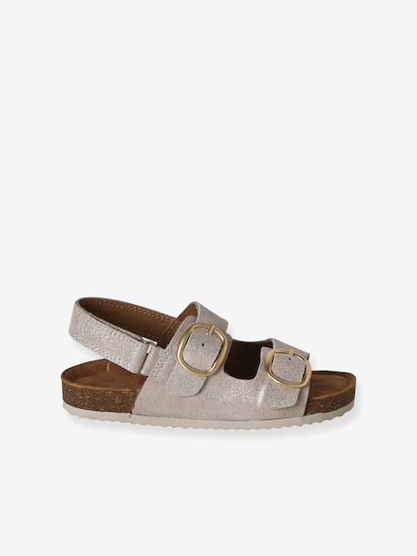 Leather buckle sandals gold 