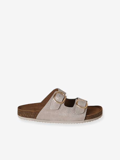 Leather buckle sandals gold 