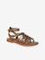 Girls' leather gladiator sandals with buckles camel 