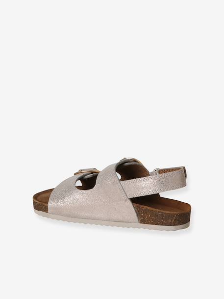 Leather buckle sandals gold 