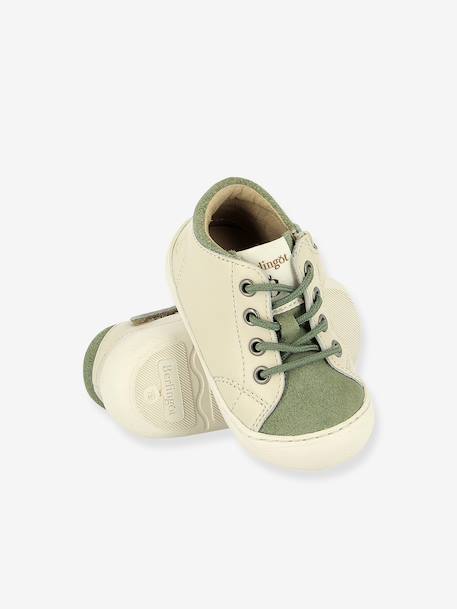 Berlingot zip-up ankle boots green+rose 