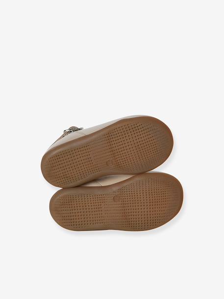 Baby girl's leather Mary Janes with buckle iridescent beige+white 