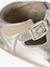 Leather baby slippers gold+white 