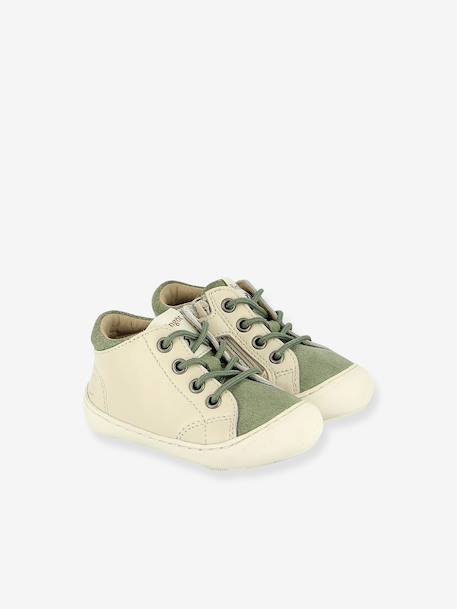 Berlingot zip-up ankle boots green+rose 