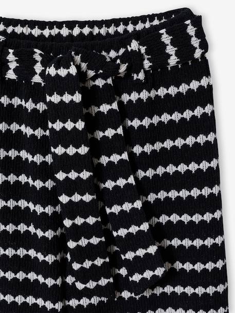 Fancy Knitted Wide-Leg Trousers for Girls, by JONEN black+striped black 