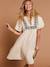 Cotton gauze dress with embroidered details sandy beige 