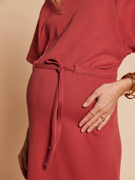 Long nursing clothes dress khaki+terracotta 