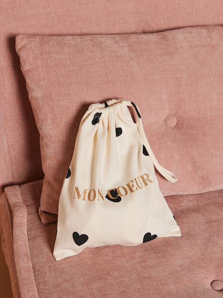Maternity Ward Kit: 'Mon coeur' Nightie for Maternity + Bodysuit for Babies + Pouch by ENVIE DE FRAISE ecru+navy blue 