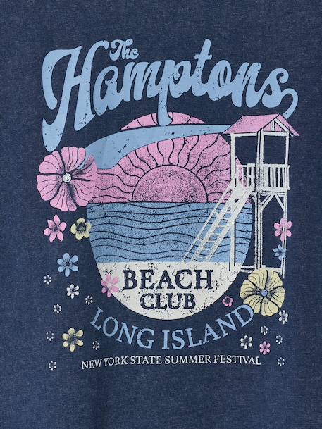 Girl's short-sleeved t-shirt navy blue 