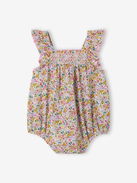 Sleepsuit with frills for babies in cotton multicoloured 
