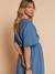 Long nursing clothes dress denim blue 