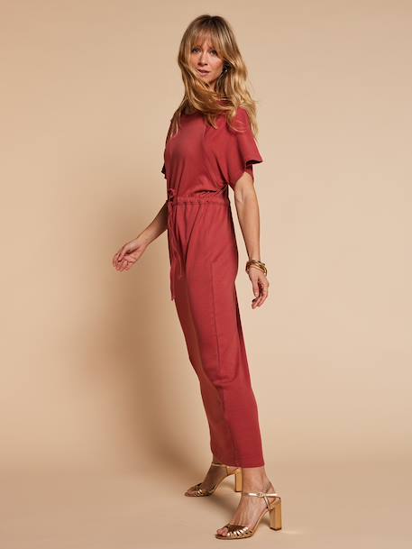 Long nursing clothes dress khaki+terracotta 