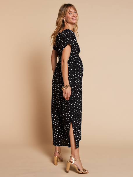 Nursing clothes wrap dress black 