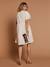 Cotton gauze dress with embroidered details sandy beige 