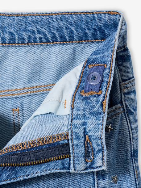 Wide leg jeans with star rivets light blue 