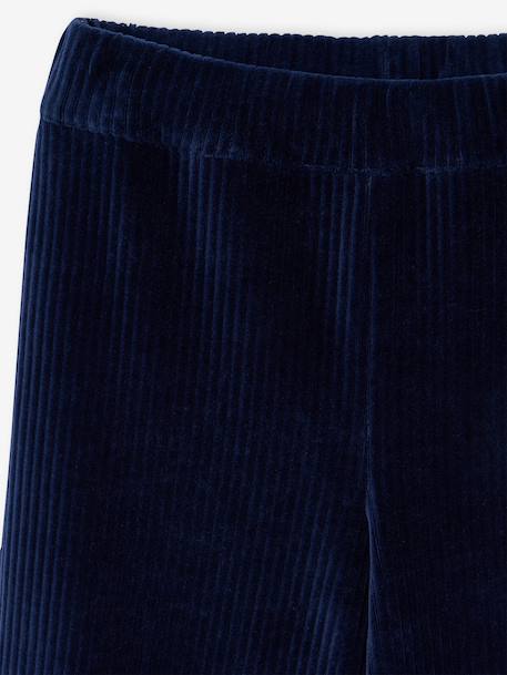 Wide-leg velvet trousers navy blue 