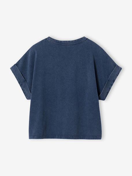 Girl's short-sleeved t-shirt navy blue 