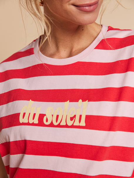 Striped 'sunshine' t-shirt dusky pink 