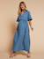 Long nursing clothes dress denim blue 
