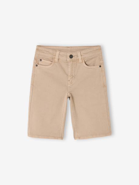 Boy's 5-pocket bermuda shorts clay beige+emerald green+grey blue+terracotta 