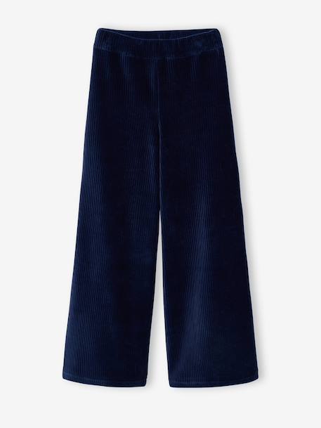 Wide-leg velvet trousers navy blue 