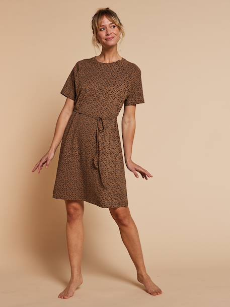 Leopard print nursing clothes nightie taupe 