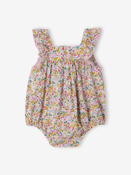 Sleepsuit with frills for babies in cotton multicoloured 