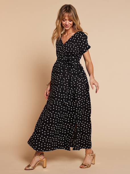 Nursing clothes wrap dress black 