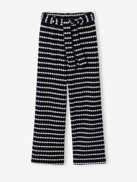 Fancy Knitted Wide-Leg Trousers for Girls, by JONEN black+striped black 
