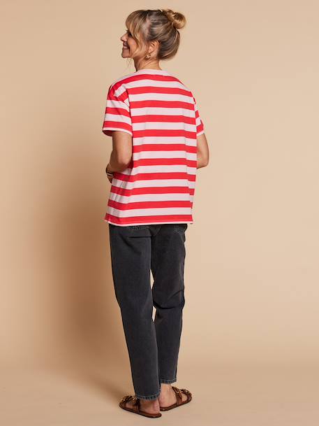 Striped 'sunshine' t-shirt dusky pink 