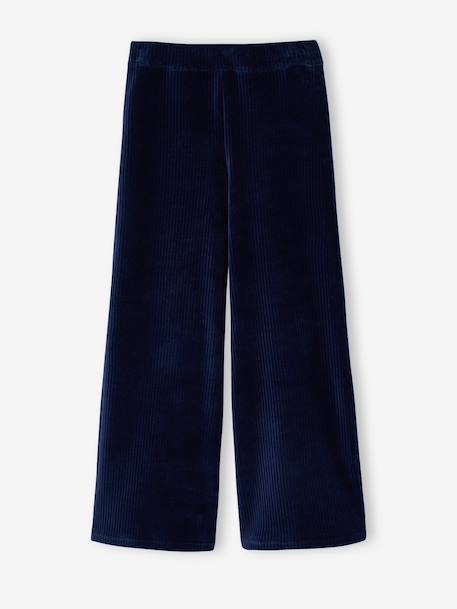 Wide-leg velvet trousers navy blue 