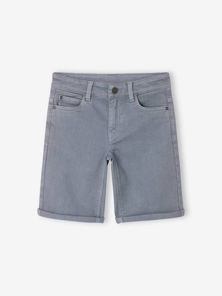 Boy's 5-pocket bermuda shorts clay beige+emerald green+grey blue+terracotta 