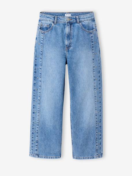 Wide leg jeans with star rivets light blue 