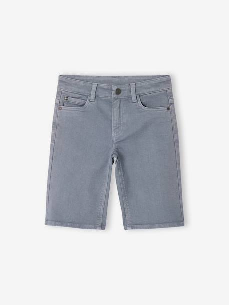 Boy's 5-pocket bermuda shorts clay beige+emerald green+grey blue+terracotta 