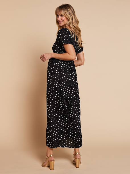 Nursing clothes wrap dress black 